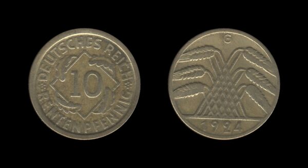 Njemačka Gemrany Weimar Republic 10 Rentenpfennig 1924 G