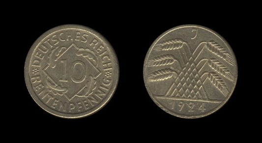 Njemačka Gemrany Weimar Republic 10 Rentenpfennig 1924 J