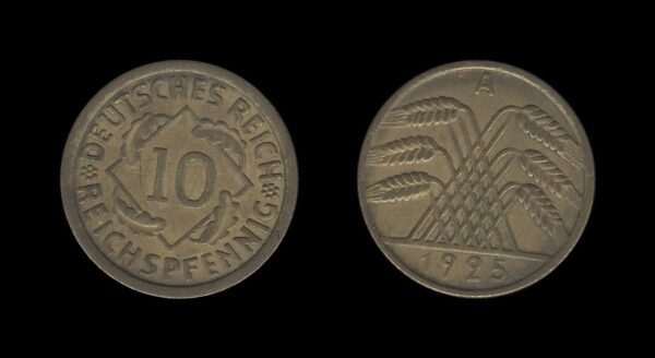 Njemačka Gemrany Weimar Republic 10 Reichspfennig 1925 A