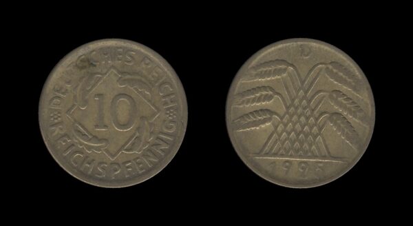 Njemačka Gemrany Weimar Republic 10 Reichspfennig 1925 D