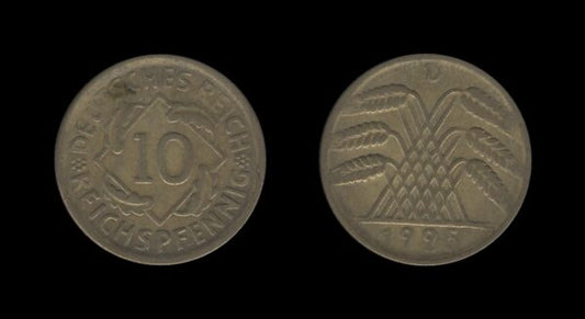 Njemačka Gemrany Weimar Republic 10 Reichspfennig 1925 D