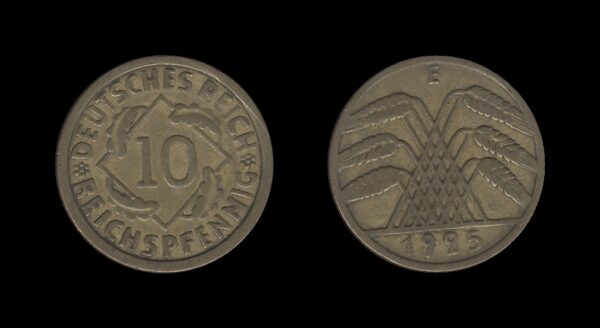 Njemačka Gemrany Weimar Republic 10 Reichspfennig 1925 E