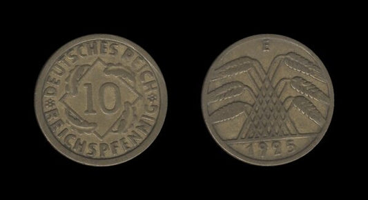 Njemačka Gemrany Weimar Republic 10 Reichspfennig 1925 E