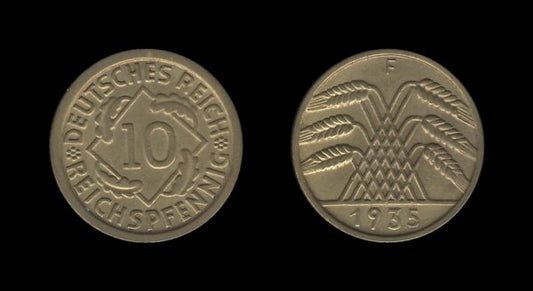 Njemačka Gemrany Weimar Republic 10 Reichspfennig 1935 F