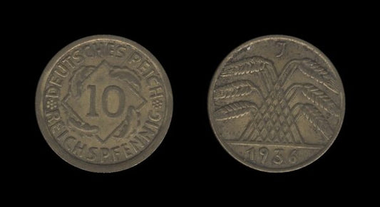 Njemačka Gemrany Weimar Republic 10 Reichspfennig 1936 J