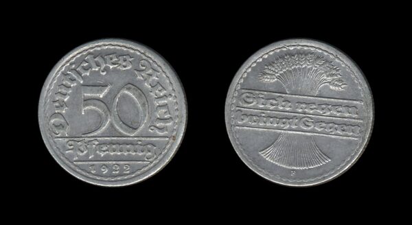 Njemačka Gemrany Weimar Republic 50 Pfennig 1922 F