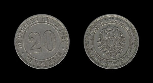 Njemačka Germany 20 Pfennig 1887 D – Wilhelm I