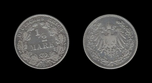 Njemačka Germany 1/2 Mark 1905 D – Wilhelm II