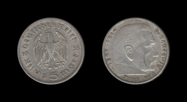 Njemačka Germany 3. Reich 5 Reichsmark 1935 A – Paul von Hindenburg