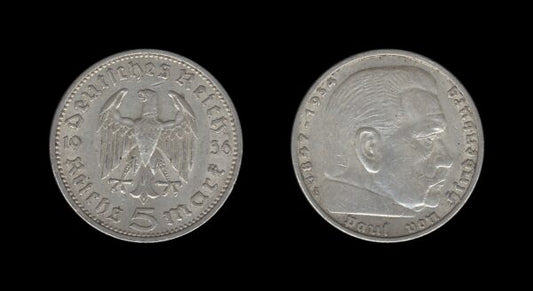 Njemačka Germany 3. Reich 5 Reichsmark 1936 A – Paul von Hindenburg