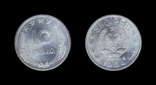 Albania Albanija 10 Qindarka 1964 UNC