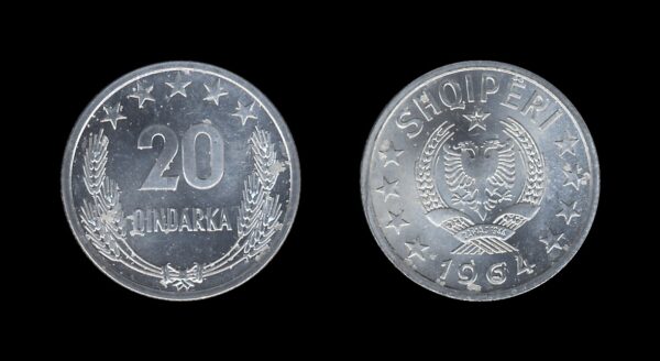 Albania Albanija 20 Qindarka 1964 UNC