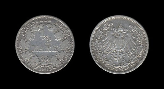 Njemačka Germany 1/2 Mark 1905 G – Wilhelm II