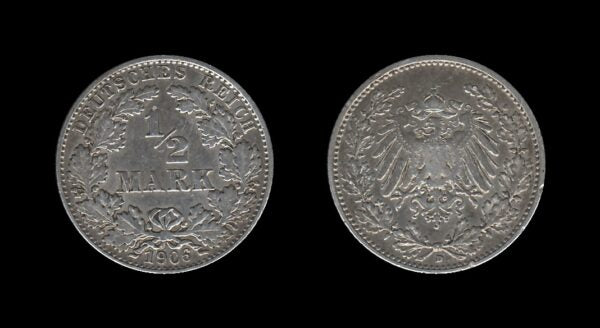 Njemačka Germany 1/2 Mark 1906 D – Wilhelm II