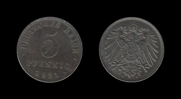 Njemačka Germany 5 Pfennig 1921 A – Wilhelm II