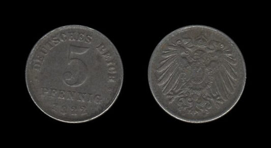 Njemačka Germany 5 Pfennig 1922 D – Wilhelm II