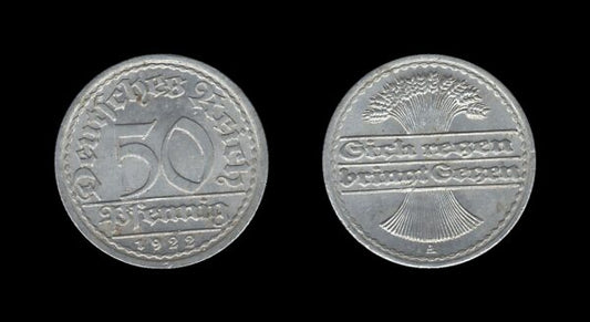 Njemačka Gemrany Weimar Republic 50 Pfennig 1922 A