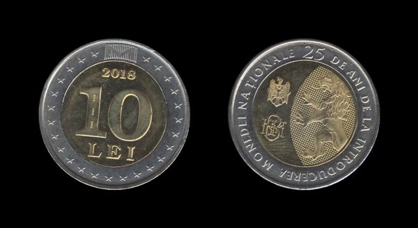 Moldova Moldovija 10 Lei 2018 – 25 years of national currency