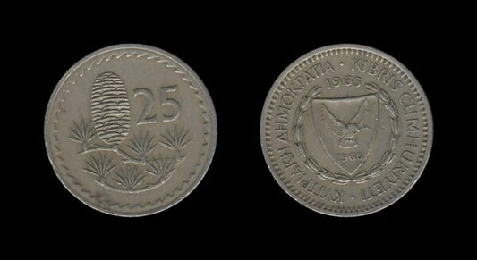 Cyprus Cipar 25 Mils 1963