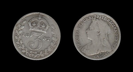 United Kingdom Velika Britanija 3 Pence 1897 – Victoria Srebrnjak