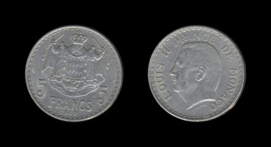 Monaco Monako 5 Francs 1945 – Louis II