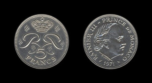 Monaco Monako 5 Francs 1971 – Rainier III