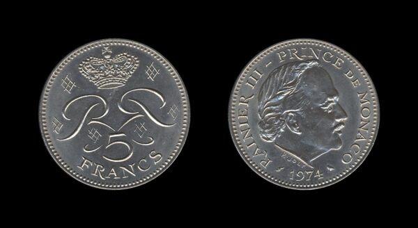 Monaco Monako 5 Francs 1974 – Rainier III