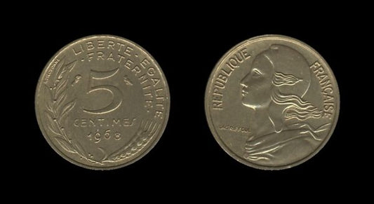 France Francuska 5 Centimes 1968