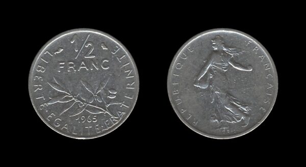 France Francuska 1/2 Franc 1965 (Fine legend)