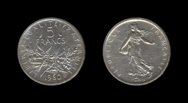 France Francuska 5 Francs 1960 Srebrnjak