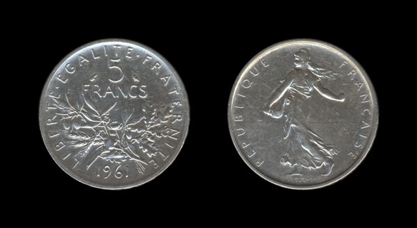 France Francuska 5 Francs 1961 Srebrnjak