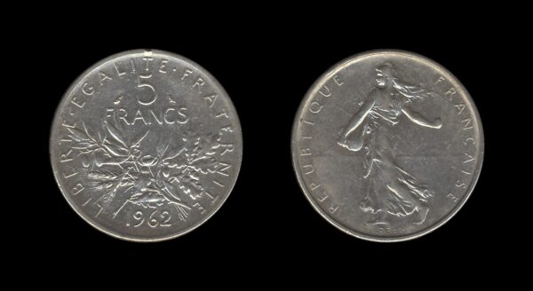 France Francuska 5 Francs 1962 Srebrnjak