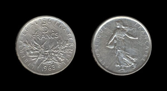 France Francuska 5 Francs 1963 Srebrnjak