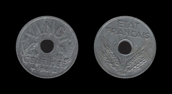 France Francuska 20 Centimes 1941 – Vichy French State