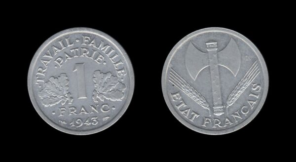 France Francuska 1 Franc 1943 – Vichy French State