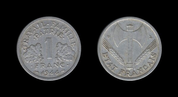 France Francuska 1 Franc 1944 B – Vichy French State