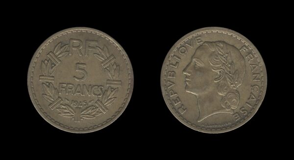 France Francuska 5 Francs 1945