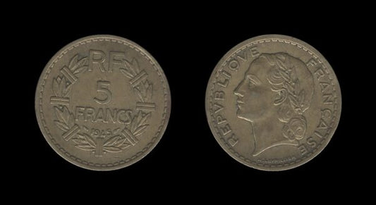 France Francuska 5 Francs 1945