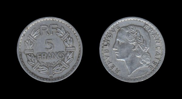 France Francuska 5 Francs 1945 B