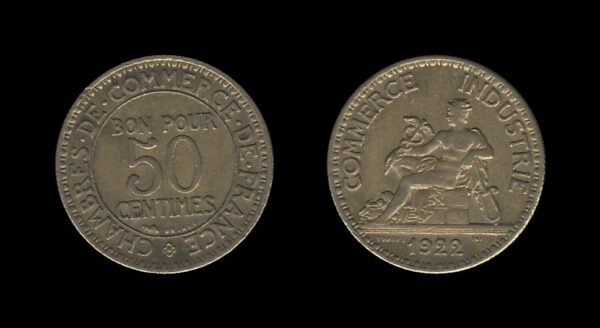 France Francuska 50 Centimes 1922 – Chambers of Commerce