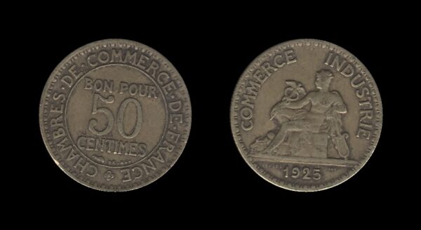 France Francuska 50 Centimes 1925 – Chambers of Commerce