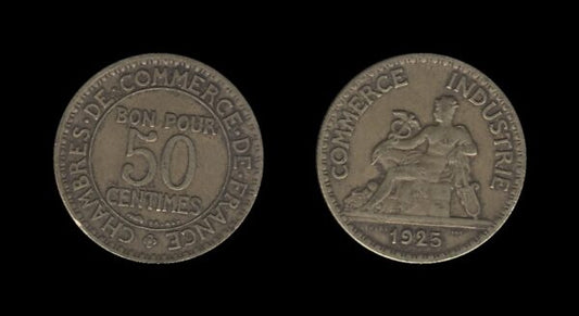 France Francuska 50 Centimes 1925 – Chambers of Commerce