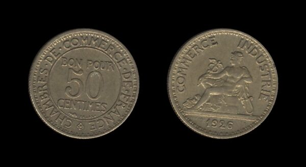 France Francuska 50 Centimes 1926 – Chambers of Commerce