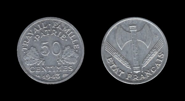 France Francuska 50 Centimes 1943 – Vichy French State