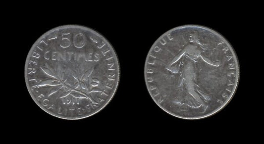 France Francuska 50 Centimes 1911 Srebrnjak