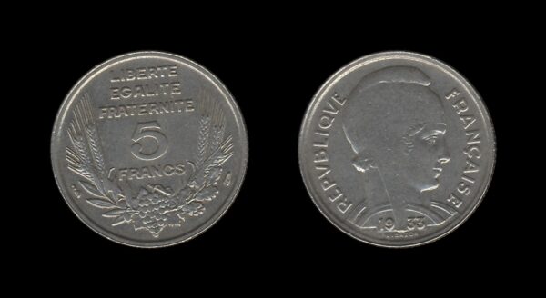 France Francuska 5 Francs 1933 – Bazor