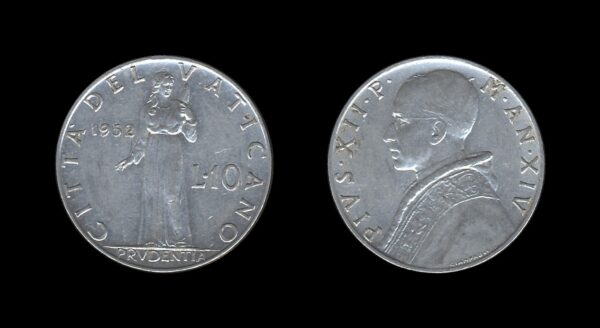 Vatican City Vatikan 10 Lire 1952 – Pivs XII