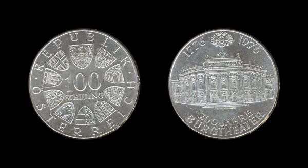 Austria Austrija 100 Schilling 1976 – Burgtheater Srebrnjak