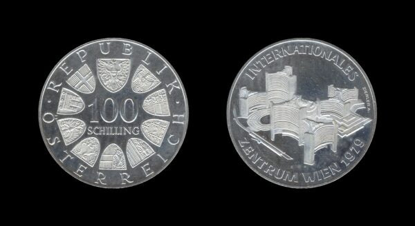 Austria Austrija 100 Schilling 1976 – Internationales Zentrum Srebrnjak