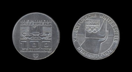 Austria Austrija 100 Schilling 1976 – Innsbruck (Vienna mint) Srebrnjak